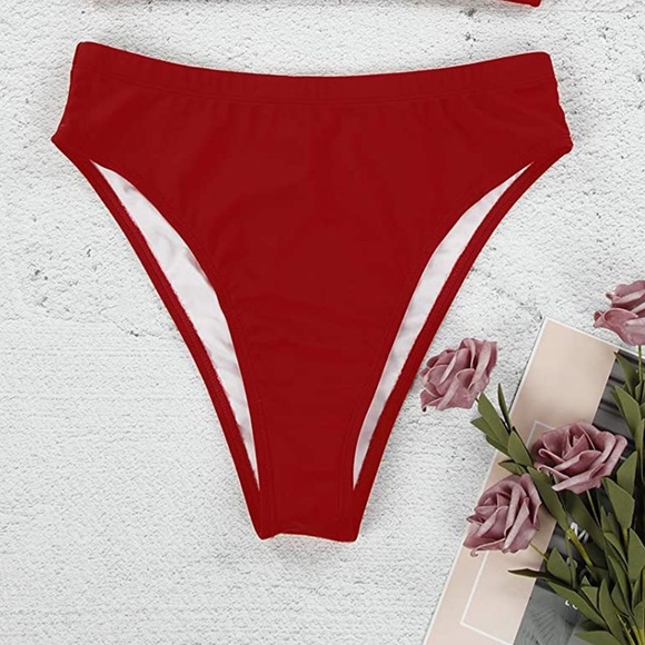Red High Waist Swimsuit - Picture 7 of 7